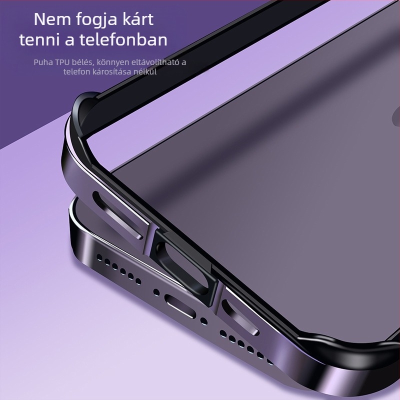 Ultra vékony fém keretes védőtok iPhone 14-hez és az iPhone 13 sorozathoz – ütésálló, keret alumíniumötvözetből, oxidációs felület, testreszabás támogatott