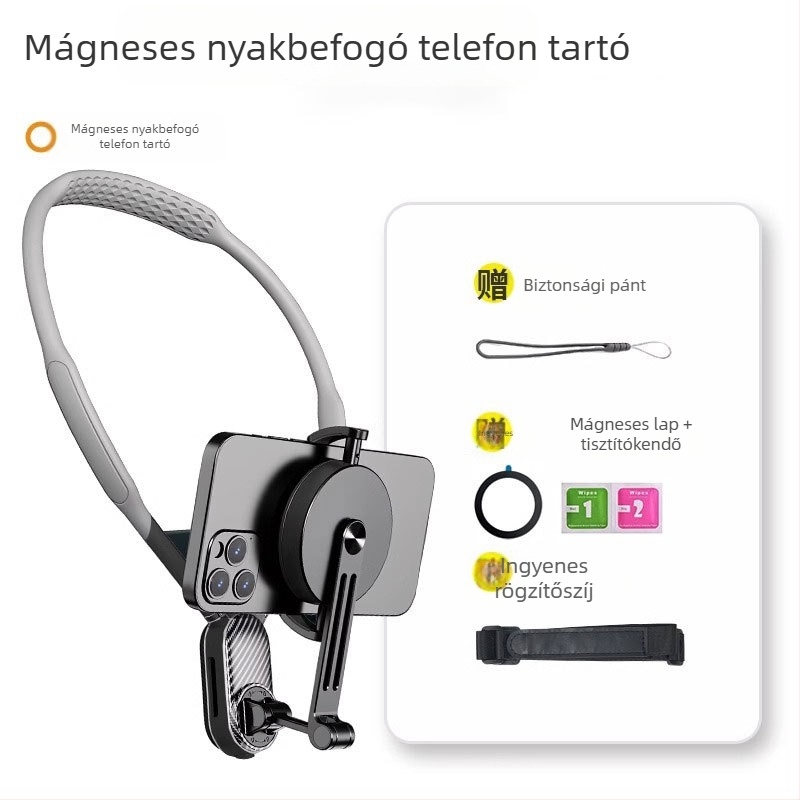 NOZI sportkamera nyak tartó – első személy nézet, 360° felvétel telefonos, ötvözet test, testreszabás támogatott, képstabilizálás