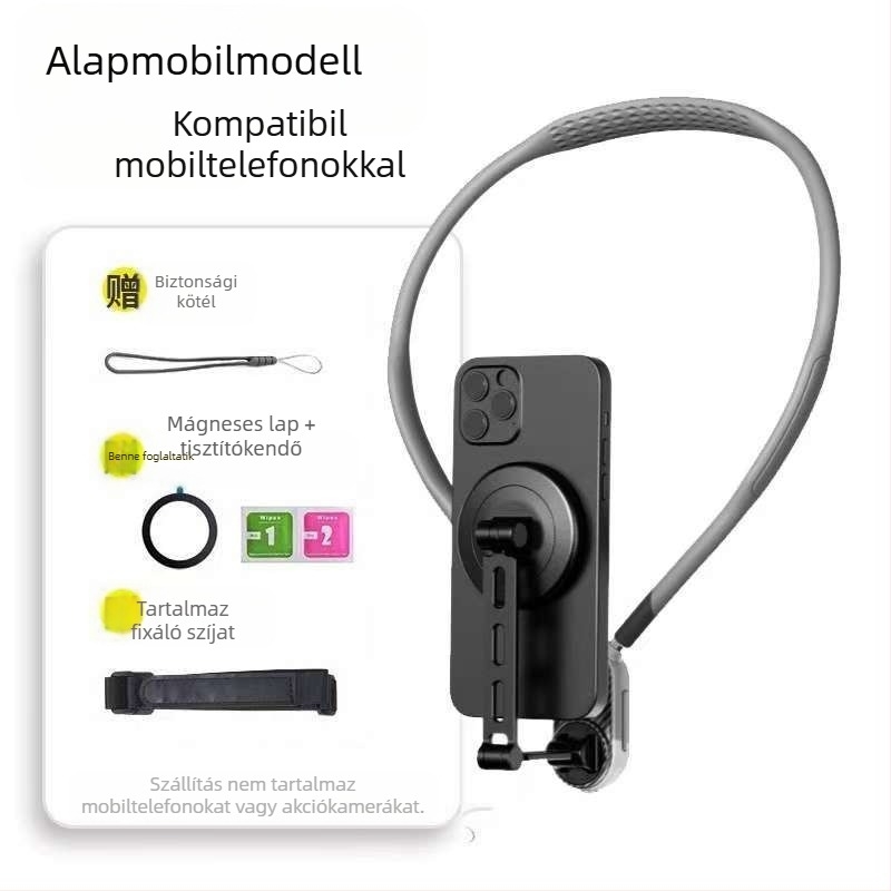 NOZI sportkamera nyak tartó – első személy nézet, 360° felvétel telefonos, ötvözet test, testreszabás támogatott, képstabilizálás