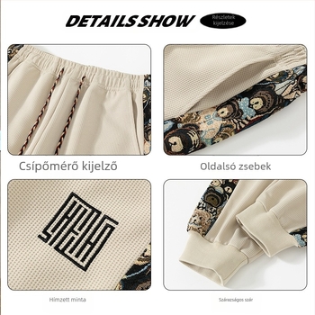 Férfi panelos sportnadrág elasztikus derekú, ősz 2024, középső derék, 97% poliészter