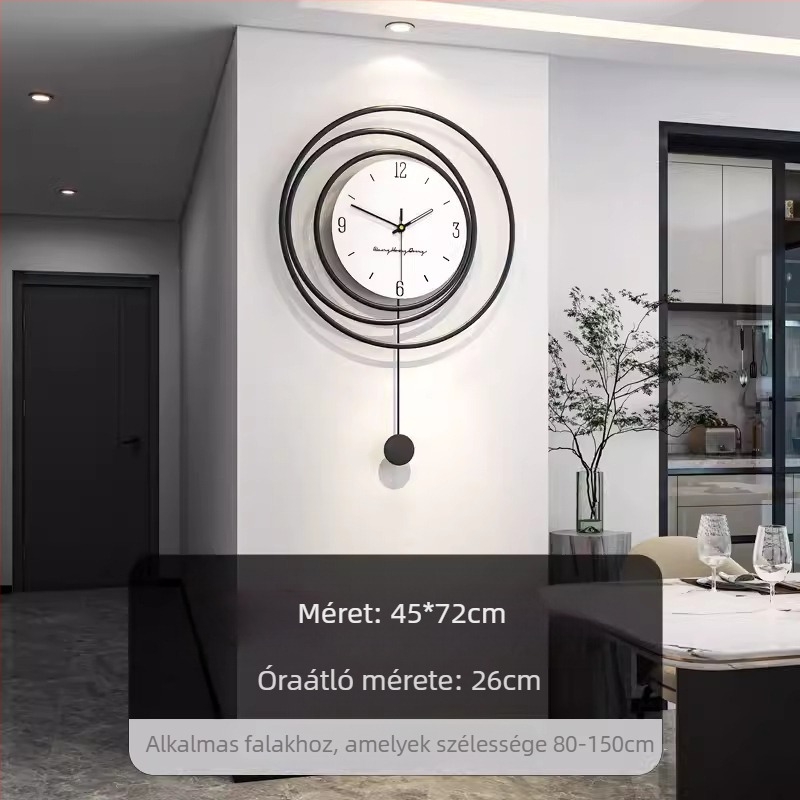 YH323 modern fém falióra, analóg kijelzés, dial organikus üvegből, elemes működés, ideális a nappaliba, hálószobába és dolgozószobába