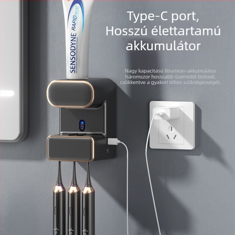 Automata szenzoros fogkrémnyomó UV sterilizációval és fogkefetartóval, 2024-es modell, RA-958, gyermekeknek és felnőtteknek