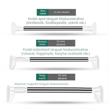 201 rozsdamentes acél ruhaszárító rúd, teleszkópos, fúrás nélküli, fürdőszobába