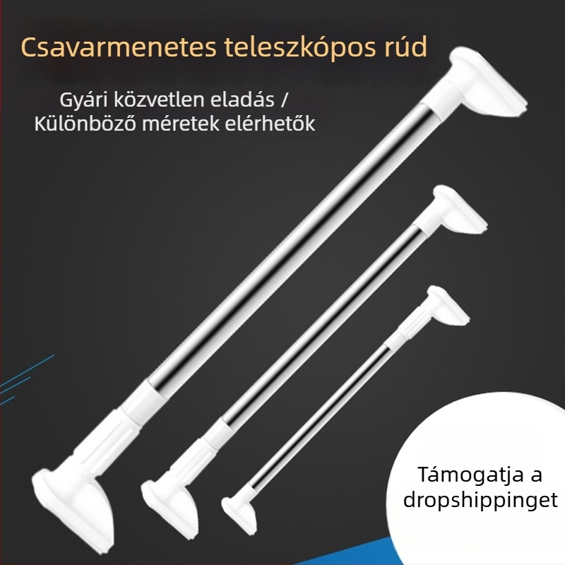201 rozsdamentes acél ruhaszárító rúd, teleszkópos, fúrás nélküli, fürdőszobába