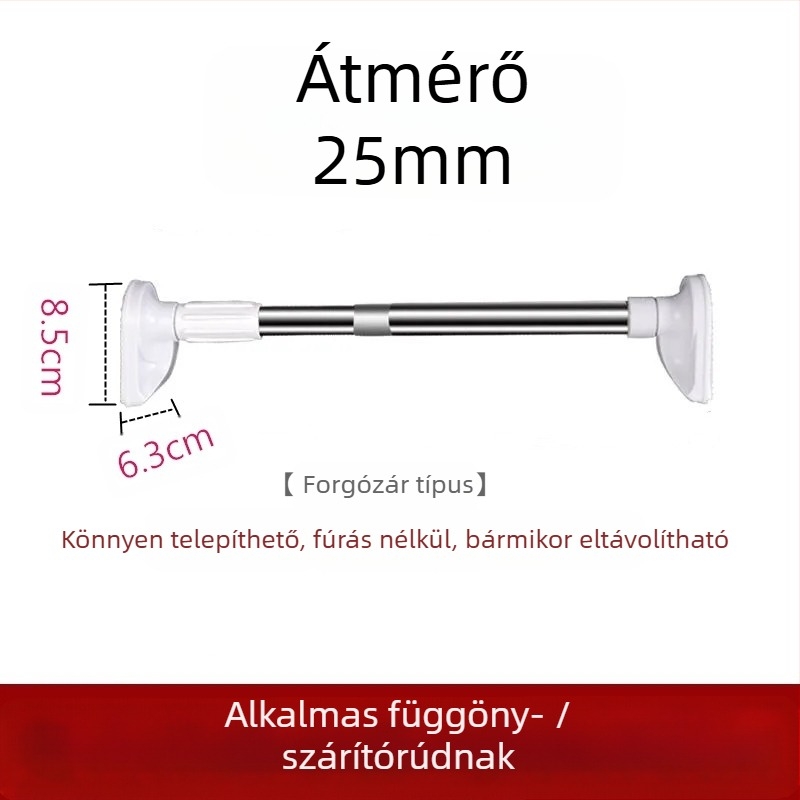 201 rozsdamentes acél ruhaszárító rúd, teleszkópos, fúrás nélküli, fürdőszobába