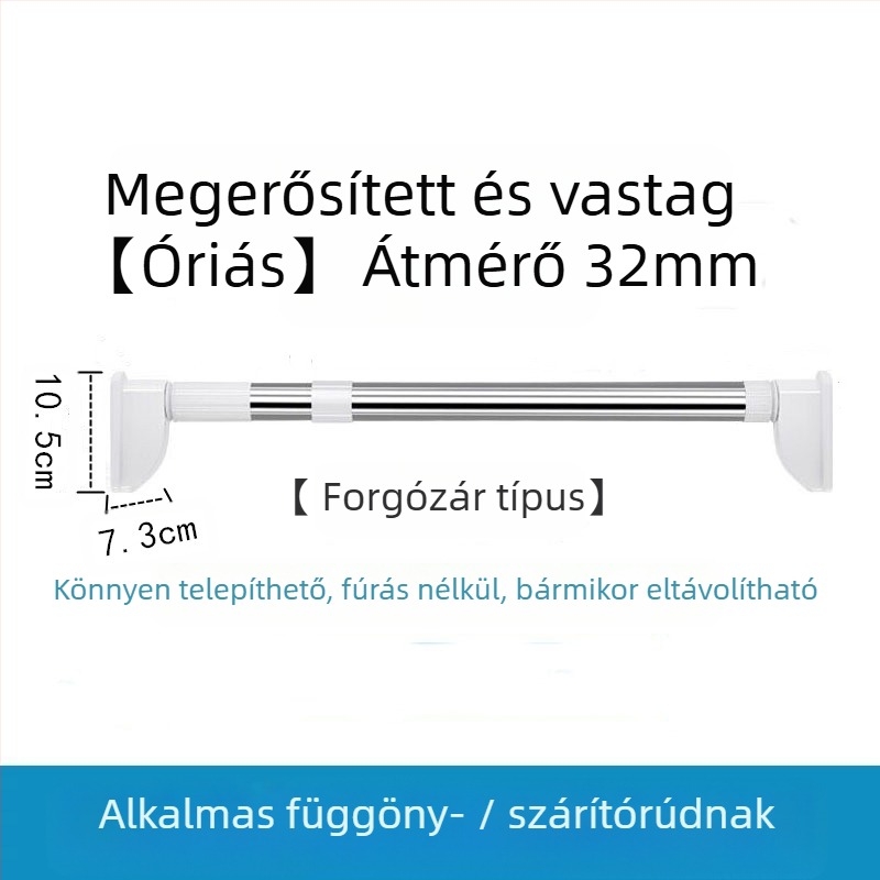 201 rozsdamentes acél ruhaszárító rúd, teleszkópos, fúrás nélküli, fürdőszobába