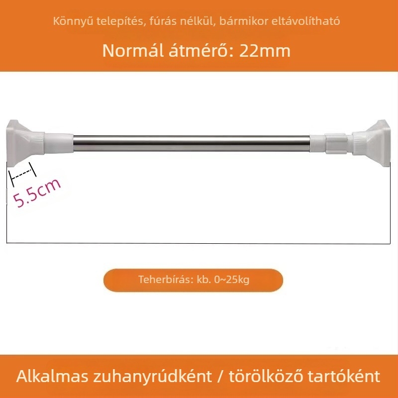 201 rozsdamentes acél ruhaszárító rúd, teleszkópos, fúrás nélküli, fürdőszobába
