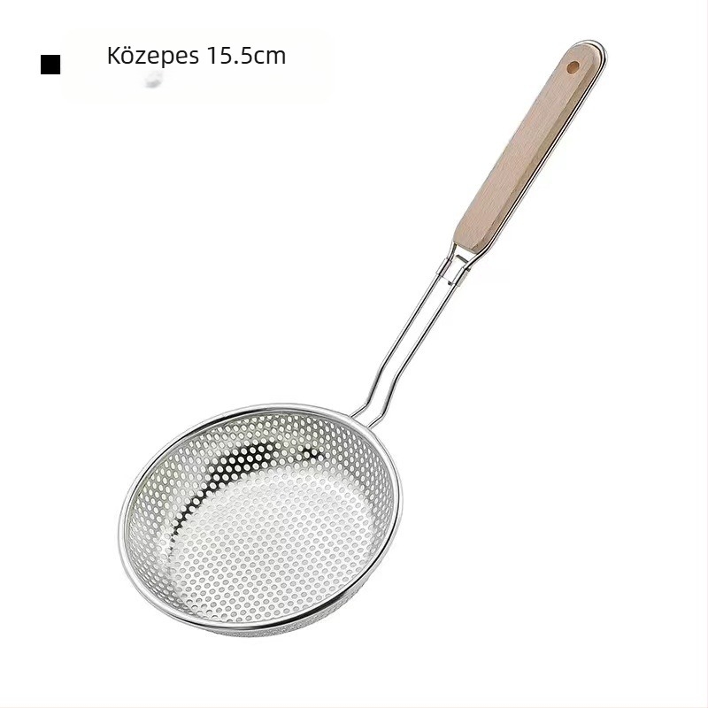 Rozsdamentes acél olajrács fabbal – csúszásmentes, hőálló, knédli és tészta szűrő