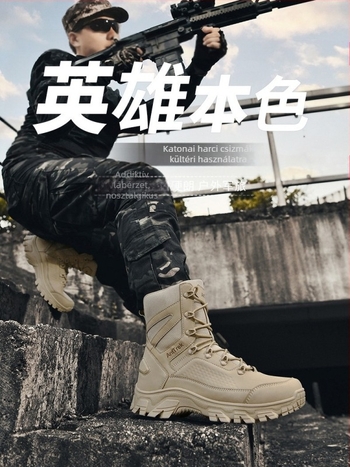 Férfiaknak készített magas szárú taktikai bakancs szabadidős túrákhoz és hegymászáshoz, Oxford anyagból