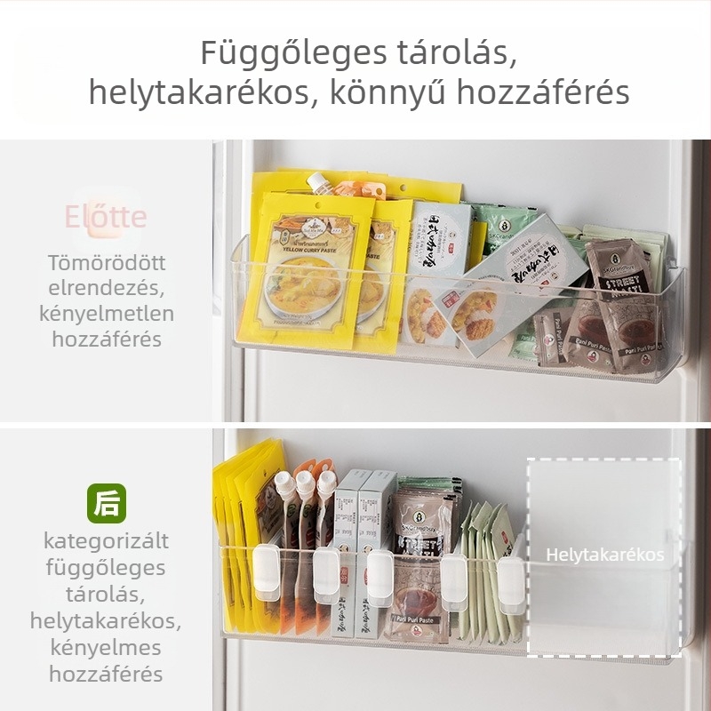 Hűtő oldalajtó tároló, egyszerű és modern stílus, műanyag kivitel, Lazy Corner márka, tárolás.