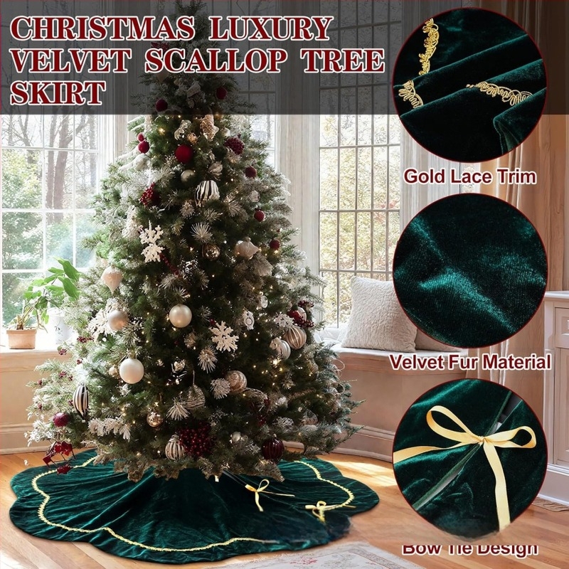 Velúr karácsonyfadísz szoknya, amerikai stílus, varrott, modell ZX-090
