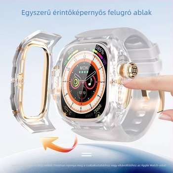 SHELLBOX Apple Watch Ultra védőtok – Átlátszó kristály stílus, Anti-drop védelem, kompatibil Ultra 1/2/3, Anyagok: fluor gumi, szilikon, fém