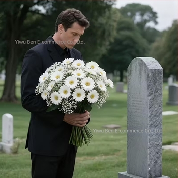 Mesterséges virágkompozíció krizantéma és Baby’s Breath kombinációval; műanyag, félig kézműves és félig mechanikus kivitelezés, kültéri használatra