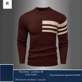 Színblokkolós kötött pulóver, Slim-fit, hosszú ujjú, lefordított gallér, szintetikus rostokból, 100% poliészter