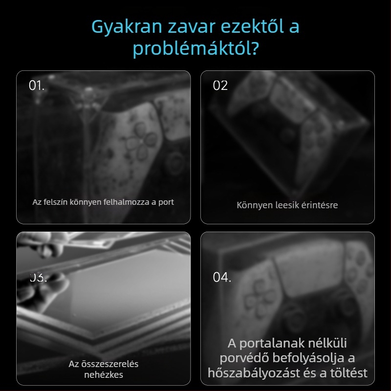 PS5-vezérlő porvédő tok – átlátszó akril tok PS5-höz (Model L1172, Súly 367 g, Anyag: akril)