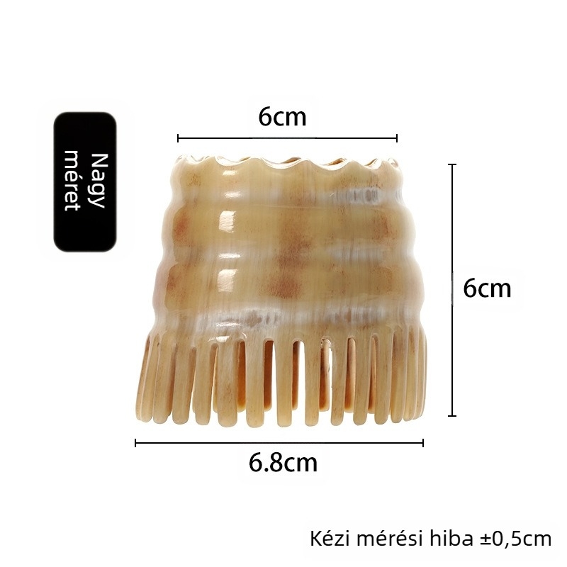 Természetes szarvból készült fejbőrmasszázs fésű, kerek hordó alakú, finom fogakkal (Anyag: természetes szarv; Forma: kerek hordó; Fogak: finom; Használat: fejbőrmasszázs)