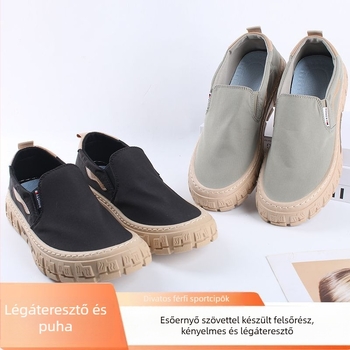 Férfi vászoncipő – alacsony felső rész, hegyes orr, fűzős, PVC talp, felső rész: vászon