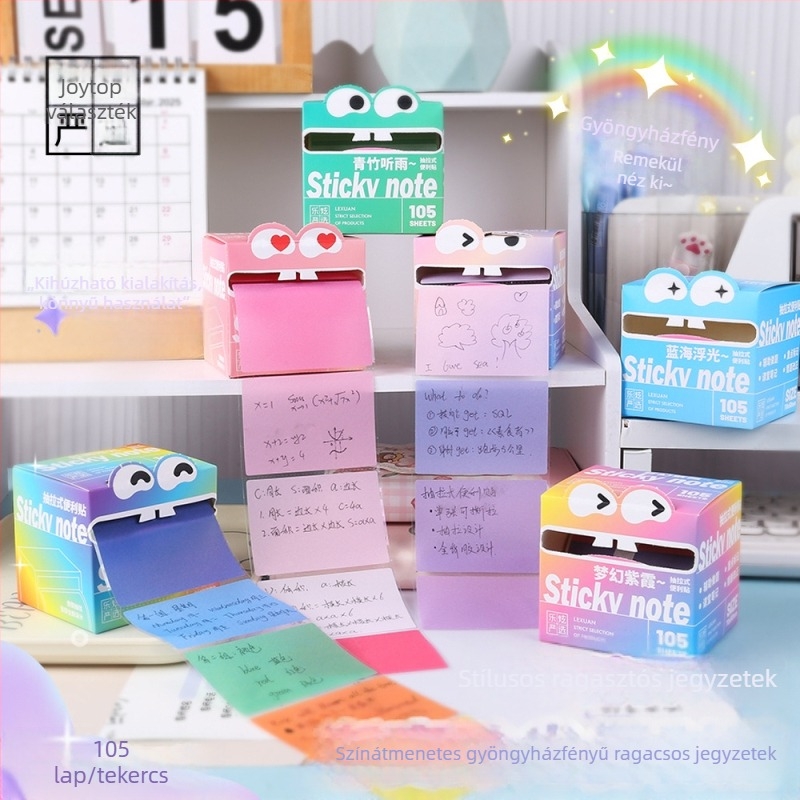 Öntapadós jegyzetek, átlátszó anyagból, újra pozícionálható, 105 lap