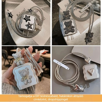 Gyémánt matrica kábelvédőhöz iPhone 16/15/14, TPU, Modell 012