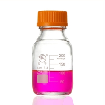 Shuniu reagáló üveg csavaros nyakkal, boroszilikát üveg, csavaros kupakkal