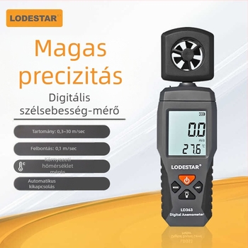 Digitális hordozható mini szélsebességmérő impelleres levegőmennyiség-mérő, modell ST9606