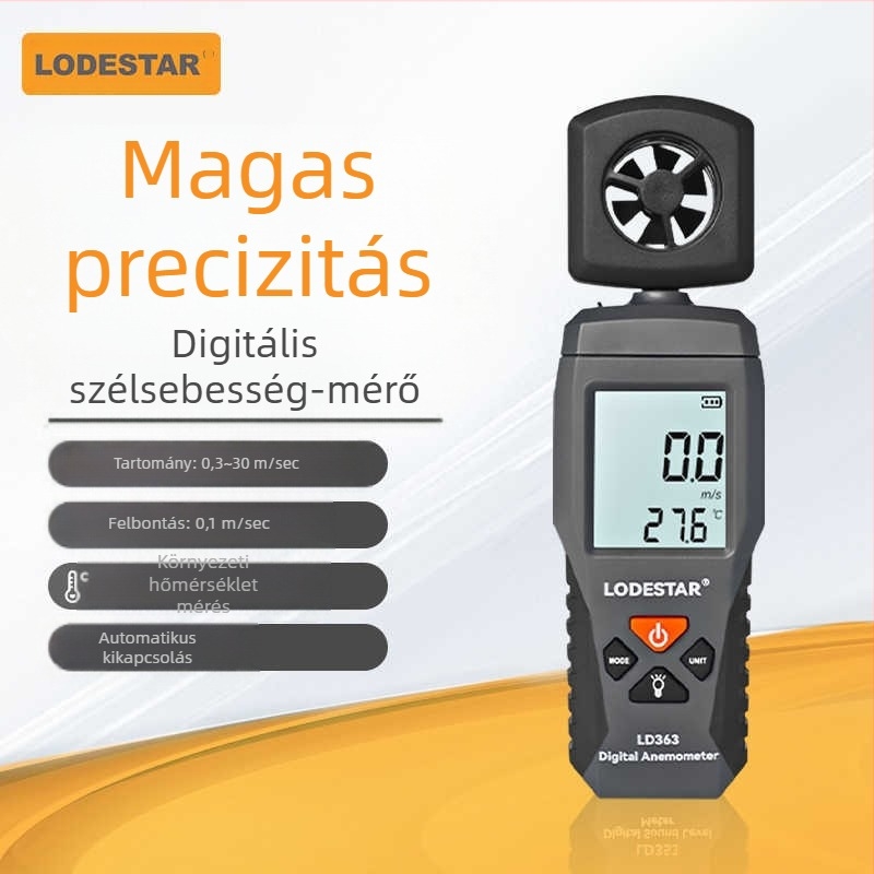 Digitális hordozható mini szélsebességmérő impelleres levegőmennyiség-mérő, modell ST9606