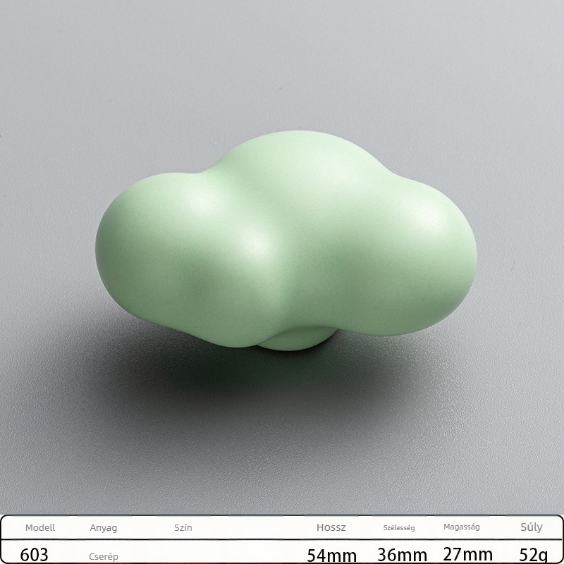 Rajzfilm motívumos szekrényajtó fogantyú, tengeri csillag, felhő és csiga motívumokkal; cinkötvözet; oxidált felület; egyetlen furat