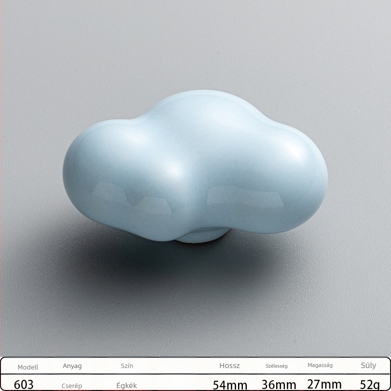 Rajzfilm motívumos szekrényajtó fogantyú, tengeri csillag, felhő és csiga motívumokkal; cinkötvözet; oxidált felület; egyetlen furat