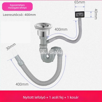 Konyhai mosogató lefolyócső készlet – kettős fejű kialakítás, modell JL0098, húzó típus, modern minimális stílus