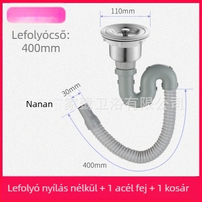 Konyhai mosogató lefolyócső készlet – kettős fejű kialakítás, modell JL0098, húzó típus, modern minimális stílus