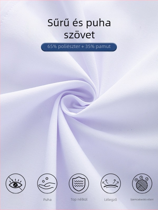 Férfi orvosi köpeny, hosszú ujjú, anti-gyűrődés funkcióval, pamutkeverék anyag, bélés poliészter, munkaruházat az egészségügyben