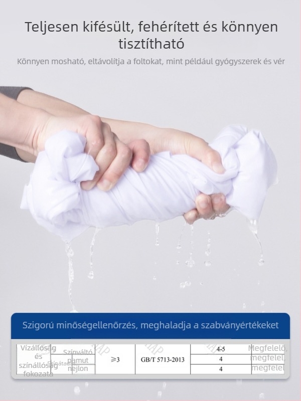 Férfi orvosi köpeny, hosszú ujjú, anti-gyűrődés funkcióval, pamutkeverék anyag, bélés poliészter, munkaruházat az egészségügyben