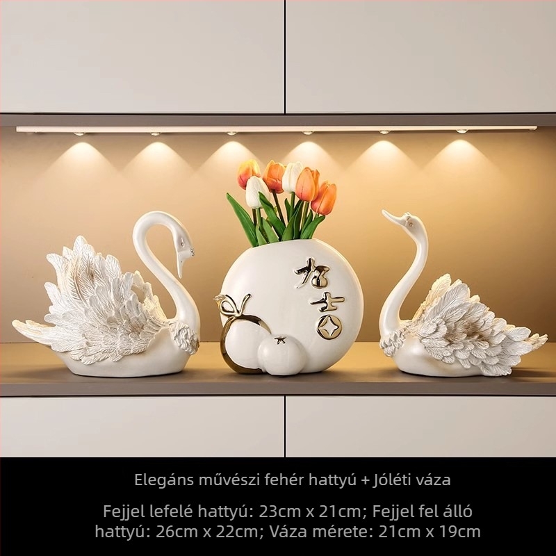 Hattyú alakú bor tároló dísz — gyanta, fényűző stílus