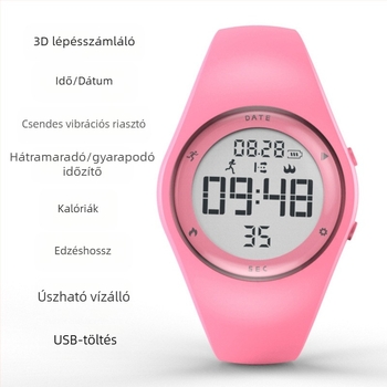 T5A Gyerekeknek Szóló Digitális Óra – Ébresztés, Krónográf, Naptár, Világidő, Lépésszámláló, 50 m vízálló