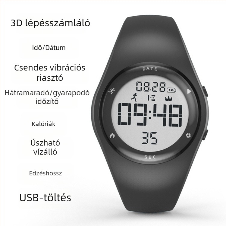 T5A Gyerekeknek Szóló Digitális Óra – Ébresztés, Krónográf, Naptár, Világidő, Lépésszámláló, 50 m vízálló