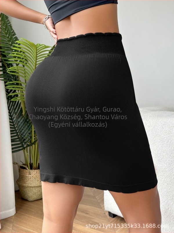 Magas derekú szoknya beépített bélésű, egyszerű mintázat, nylon-elastán anyag, középméretű hossz, elegáns stílus