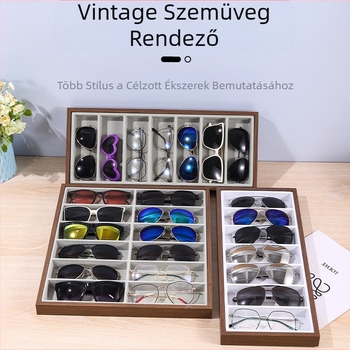 Sincere Szemüveg-kiállító állvány, 18 rekesz, asztali ékszertároló, sűrűség-lemez, 1 réteg, 12 darabos készlet