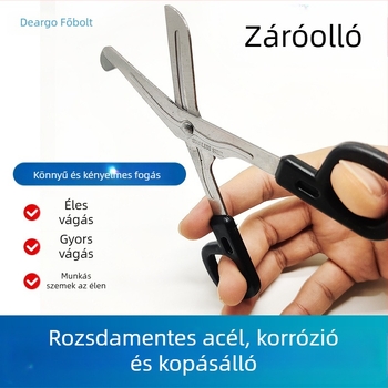 Géz olló, rozsdamentes acélból, görbült fej, kötszerekhez és textil kötéseihez