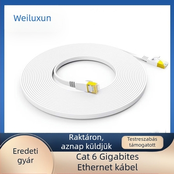 Cat6 patch kábel aranyozott csatlakozókkal, lapos oxigénmentes réz, gigabites Ethernet