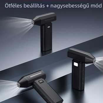 X8 vezeték nélküli kézi ventilátor brushless motorral, 5 sebességfokozat, beépített 4000-6000mAh akkumulátor, USB-tápellátás