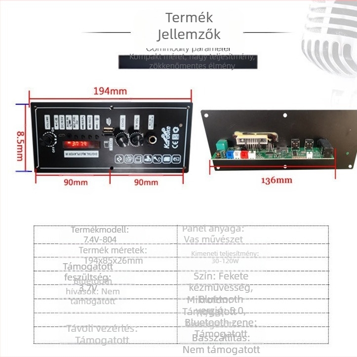 3.7V-803 Bluetooth hangszóró erősítő panel, újratölthető lítium akkumulátorral autó DIY projekthez