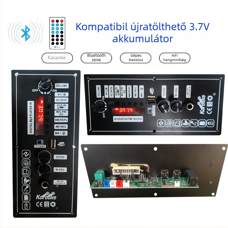 3.7V-803 Bluetooth hangszóró erősítő panel, újratölthető lítium akkumulátorral autó DIY projekthez