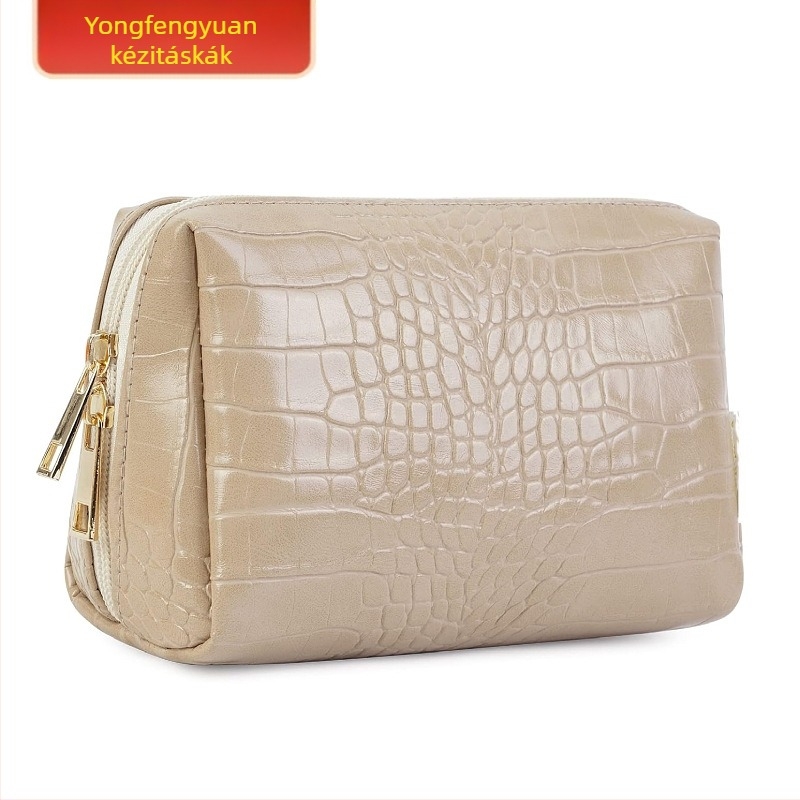 PU bőr sminktáska krokodil mintával, vízálló, poliészter bélés, uniszex