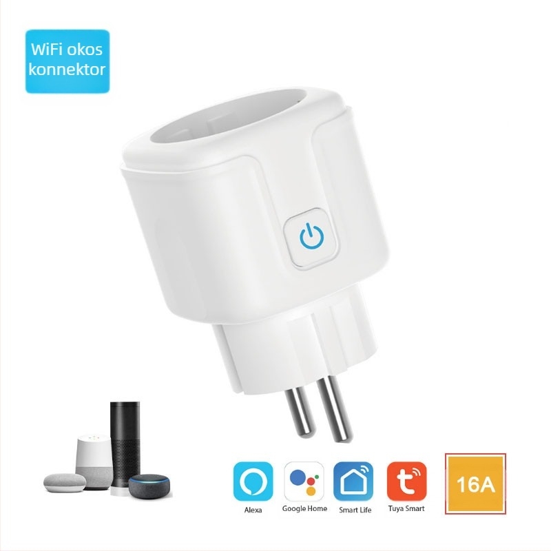 Zheliide WiFi okos konnektor európai csatlakozóval, 16A, energia-mérés, Alexa hangvezérlés, távoli mobilos vezérlés