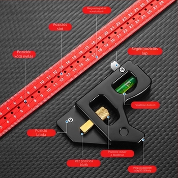 Kombinált négyzet fatárgyakhoz – mozgatható szögmérő, 600 g tömeg