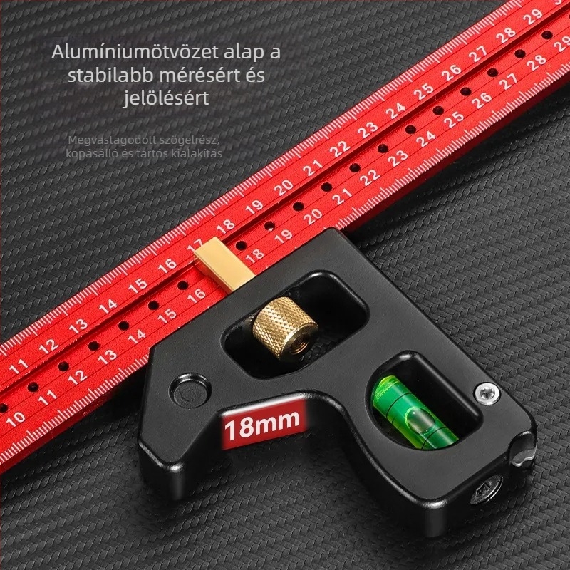 Kombinált négyzet fatárgyakhoz – mozgatható szögmérő, 600 g tömeg