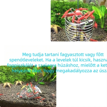 Rozsdamentes acél dísz garnéla etetőketrec akváriumhoz, Levana, Shandong eredet, 1 db