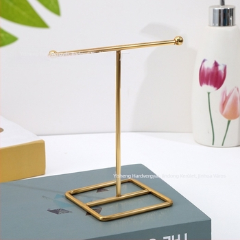 Asztali ékszerkijelző polc - fém, többfunkciós, fülbevalók, nyakláncok és karkötők tárolója, egyemeletes