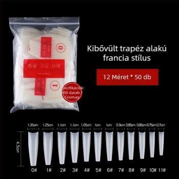 Műköröm tippek készlet, koporsó alakú, francia lapos fejű, félragasztó, csillagos ég mintázat, 600 db