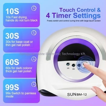 Körömlakk-lámpa 42 LED-del, négy időzítő móddal, nagy teljesítményű fényterápia (BM-12)